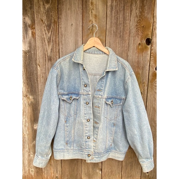 VINTAGE acid wash denim jean jacket size large - Picture 4 of 10